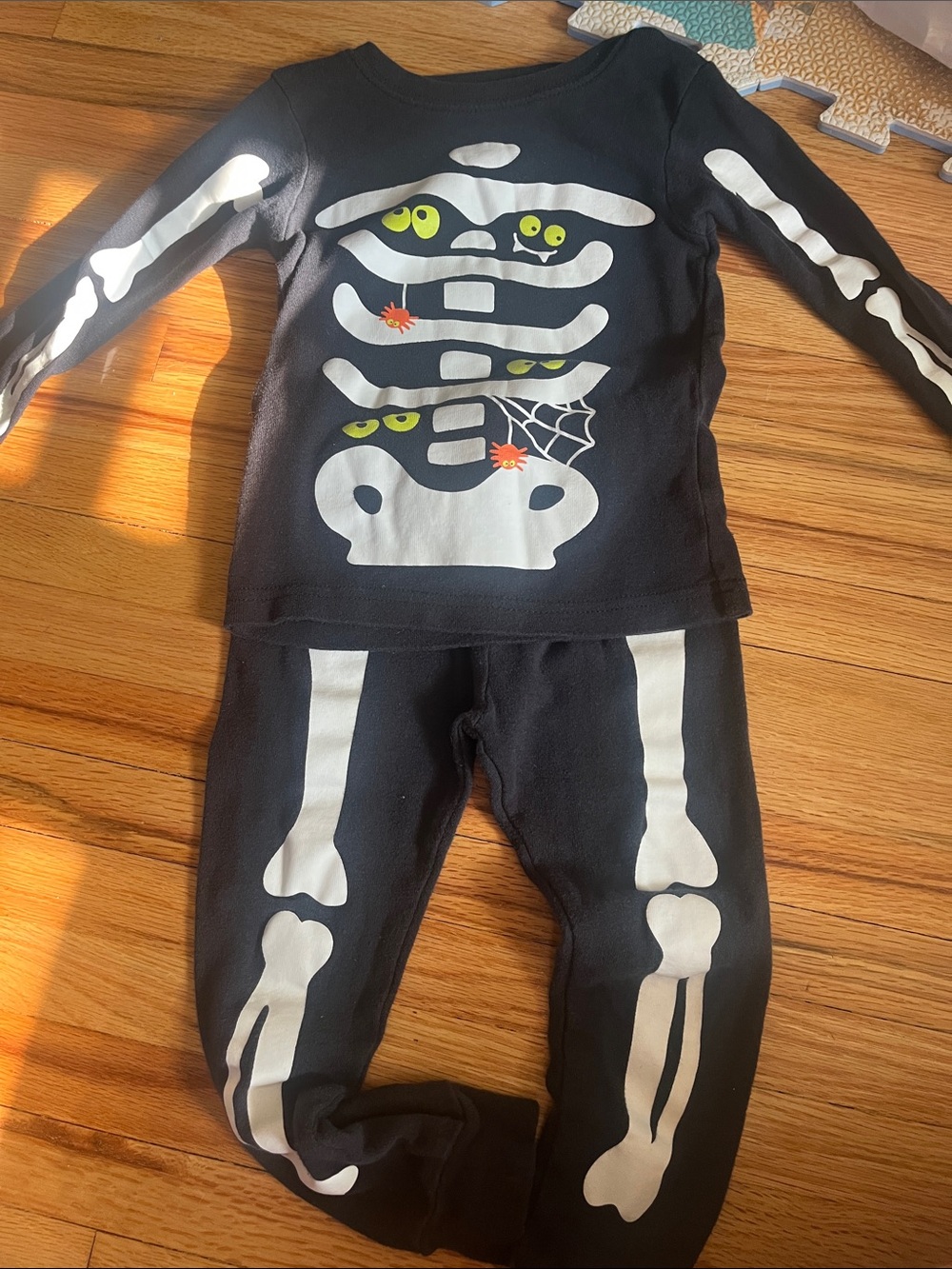 Kids Black Skeleton pyjama set with Playful Eyes